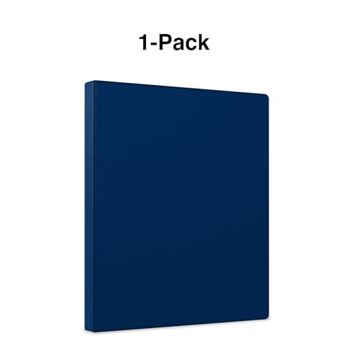 Staples Non‑View Binder, 1/2‑Inch 3‑Ring, Navy, Lightweight & Durable, Round Rings, Holds 100 Sheets, 3‑Pack - color: 3 Pack, size: 0.5" Inch, style: Navy