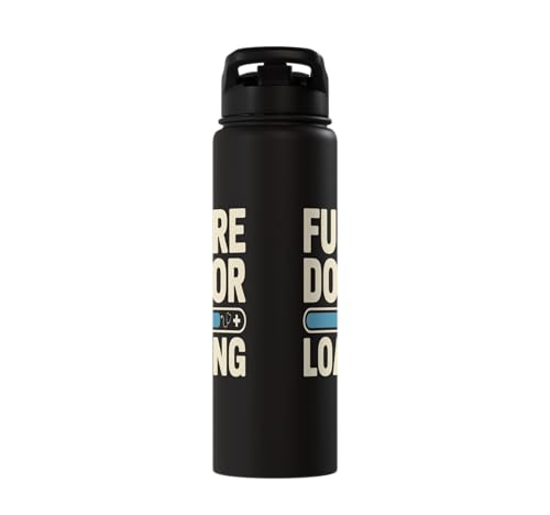 Future Doctor Loading Med Student Progress Bar Stainless Steel Insulated Water Bottle - color: Black