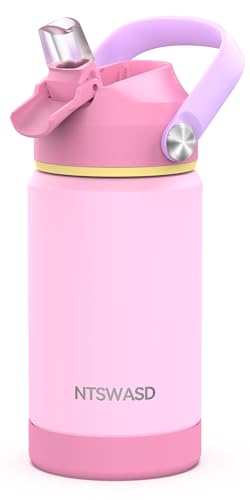 Kids Insulated Water Bottle with Straw,12 oz Kids Cups with Stainless Steel Leak Proof for School Daycare Boys Girls(Pink) - color: A13.Pink, style: 1Pack