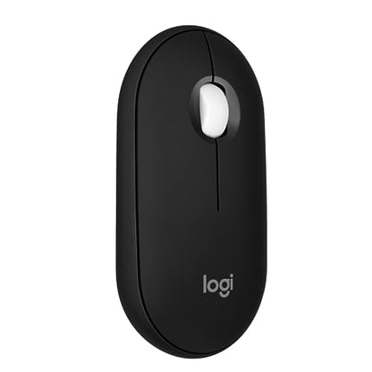 Logitech M350s Pebble 2 Bluetooth Wireless Mouse - Black | Slim, portable, lightweight, customizable button, quiet clicks, easy-switch for Windows, macOS, iPadOS, Android, Chrome OS - color: Black