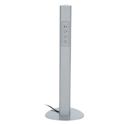 Office Star Power Anywhere Freestanding Station for USB Type-A and C, and 3 A/C Outlets, Silver