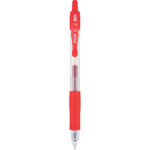 Pilot G2 Premium Gel Roller Pens, Ultra Fine Point 0.38 mm, Red Pens, Pack of 12 - Ideal for School, Journaling & Office Writing - color: Red Ink, size: 12 Count (Pack of 1)