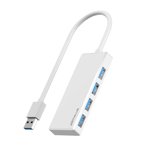 USB 3.0 Hub, Portable Slim USB Hub Adapter, 0.8 ft Multiple USB Splitter, USB Extender for PC, Laptop, iMac, Surface Pro, MacBook, Mac Pro, Flash Drive, XPS, Mouse, HDD【White】 - color: White-Plastic, size: 25cm