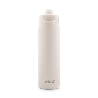 Ello Pop & Fill Insulated Stainless Steel Water Bottle with Quick Fill Lid, Leakproof Locking, Sip or Chug Spout, BPA-Free, Double Wall Vacuum Insulated for Sports, Travel & School- 22oz / 32oz / 40oz - color: Cream, style: 22oz
