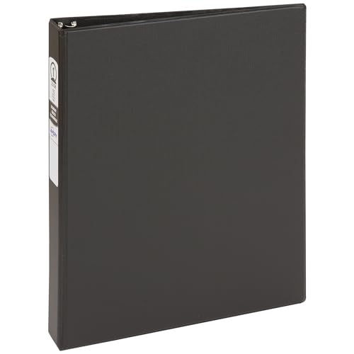 Avery Standard 3 Ring Binders, 1" Round Rings, 175-Sheet Capacity, 1.4 Inch Wide Spine, Black Binders, Ideal for Lightweight Organization and Occasional Referencing (12-Pack of 03301) - size: 1", style: 12 Pack