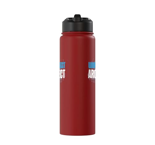 Architect Student Architecture World's Best Architect Stainless Steel Insulated Water Bottle - color: Red