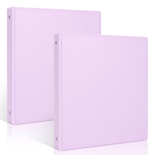 SKYDUE 3 Ring Binder 2 Pack, 1 Inch Clear View Binders with 2 Interior Pockets（Fit 8.5x11 Inches）, Round Ring Binder for Office & School Supplies Organize, Purple - color: Purple & Purple, size: 1 inch