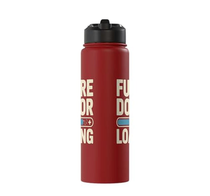Future Doctor Loading Med Student Progress Bar Stainless Steel Insulated Water Bottle - color: Red
