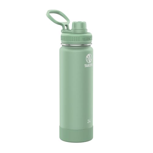 Takeya Actives 24 oz Vacuum Insulated Stainless Steel Water Bottle with Spout Lid, Premium Quality, Cucumber - color: Cucumber, size: 24 Ounces