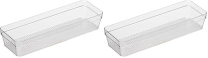Oggi Clear Drawer Organizer, 3" X 9" | Pack of 2 | For Kitchen | For Office | For Bathroom - size: 3" by 9" (Pack of 2)