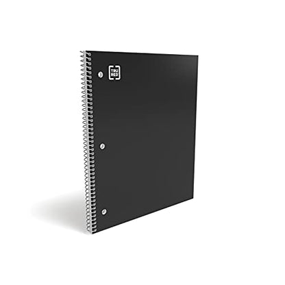STAPLES 2‑Subject Notebook, 8.5” x 11”, College Ruled, Black – Multi‑Section Writing Notebook