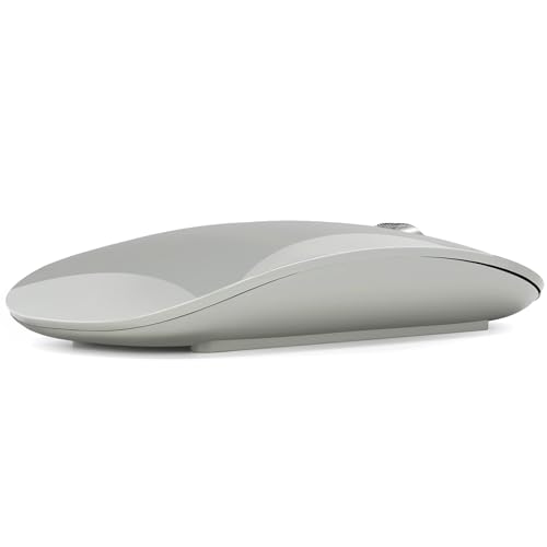 TENMOS M18 Bluetooth Mouse, USB C Rechargeable Wireless Mouse, Triple Mode (Dual Bluetooth+USB) Computer Silent Mice Portable with USB Receiver and Type C Adapter for Laptop/MacBook/iPad/PC - Grey - color: grey
