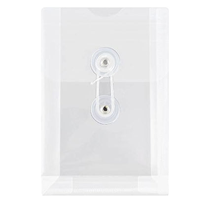 JAM PAPER Plastic Envelopes with Button & String Tie Closure - 4 1/4 x 6 1/4 - Clear - 12/Pack - color: Clear, size: 4 x 6