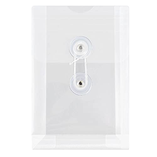JAM PAPER Plastic Envelopes with Button & String Tie Closure - 4 1/4 x 6 1/4 - Clear - 12/Pack - color: Clear, size: 4 x 6
