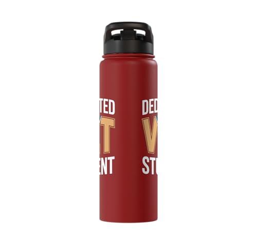Dedicated Vet Student Veterinary School Stainless Steel Insulated Water Bottle - color: Red