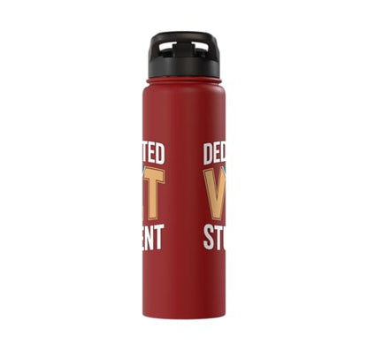 Dedicated Vet Student Veterinary School Stainless Steel Insulated Water Bottle - color: Red