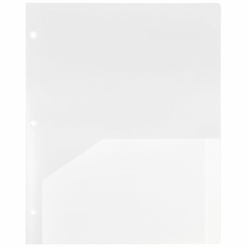 JAM PAPER Heavy Duty Plastic 3 Hole Punch Pocket Folders - Extra Tough School Folders - Clear - 12/Pack - color: Clear, size: 12 Per Pack