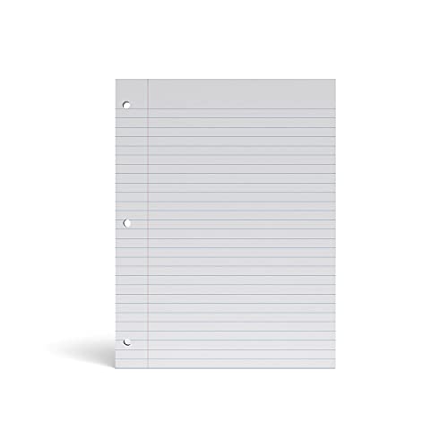 STAPLES Reinforced Filler Paper, 8” x 10.5”, Wide Ruled, 100 Sheets/Pack, 12‑Pack - size: 8'' x 10.5'', style: 1,200 Sheets