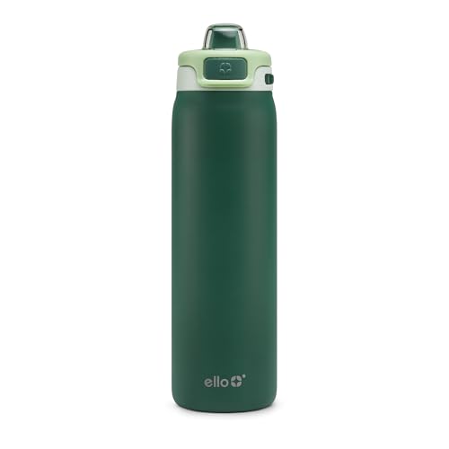 Ello Pop & Fill Insulated Stainless Steel Water Bottle with Quick Fill Lid, Leakproof Locking, Sip or Chug Spout, BPA-Free, Double Wall Vacuum Insulated for Sports, Travel & School- 22oz / 32oz / 40oz - color: Forest Mist, style: 22oz
