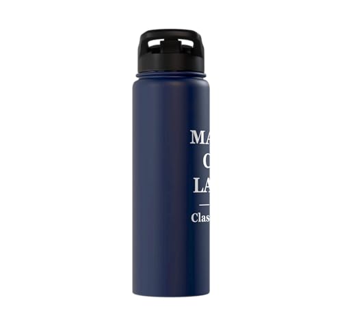 Magna Cum Laude Class Of 2026 Distinction Degree Graduation Stainless Steel Insulated Water Bottle - color: Navy Blue