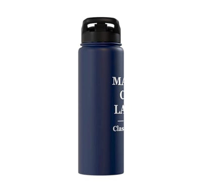 Magna Cum Laude Class Of 2026 Distinction Degree Graduation Stainless Steel Insulated Water Bottle - color: Navy Blue
