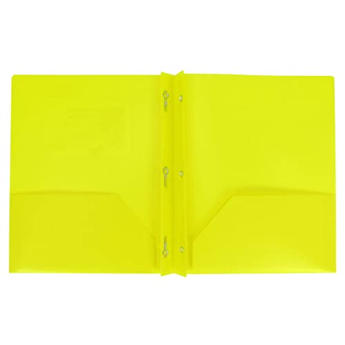 Back to School.Aurora LLC.School,Office Supplies.Plastic Folders with Prongs and Two Pockets (Yellow) - color: Yellow