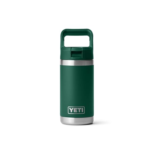 YETI Rambler Jr. 12 oz Kids Bottle, with Straw Cap - color: Black Forest Green