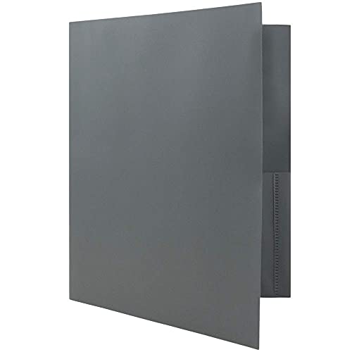 JAM PAPER Plastic 2 Pocket POP Folders - Durable School Folders - Grey - 6/Pack - color: Grey, size: 6 Per Pack