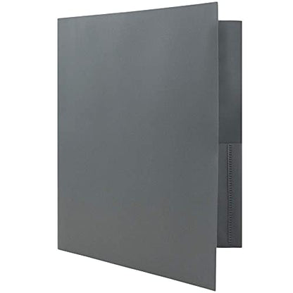 JAM PAPER Plastic 2 Pocket POP Folders - Durable School Folders - Grey - 6/Pack - color: Grey, size: 6 Per Pack