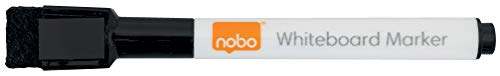 Nobo Mini Whiteboard Pens With Magnetic Eraser Cap, 2mm Fine Tip, Pack Of 6, Dry Wipe/Erase, Low Odour, Black, 2104184