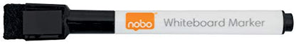 Nobo Mini Whiteboard Pens With Magnetic Eraser Cap, 2mm Fine Tip, Pack Of 6, Dry Wipe/Erase, Low Odour, Black, 2104184