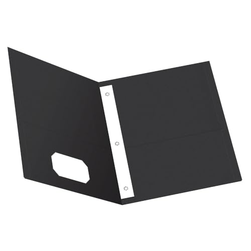 Oxford Two-Pocket Folders w/Fasteners, Black, Letter Size, 25 per Box (57706) - color: Black, size: 25 Count