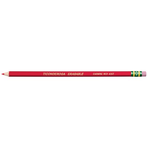TICONDEROGA Erasable Checking Pencils, Pre-Sharpened with Eraser, Red, Pack of 2 (13901) - style: 2 Count, Red