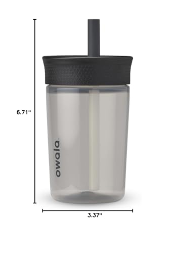 Owala Kids BPA-Free Plastic Tumbler with Spill Resistant Flexible Straw, Easy to Clean, Kids Water Bottle, Great for Travel, Dishwasher Safe, 15 Oz, Skate Park - color: Black and Gray (Skate Park), size: 15 Ounces