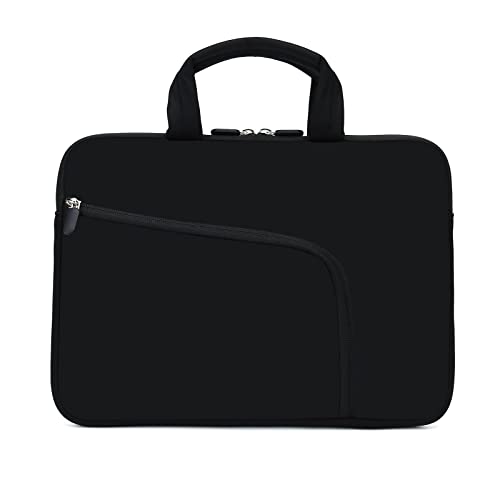 Laptop Sleeves 14 15 15.4 15.6 Chromebook Case Notebook Sleeve PC Messenger Bag Tablet Case Neoprene Handle Sleeve for Men Women, Two Pockets (Black) - color: Black