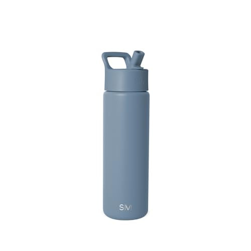 Simple Modern Water Bottle with Straw Lid | Vacuum Insulated Stainless Steel Metal | Reusable Leak Proof BPA-Free Cup for School | Summit Collection | 22oz, Blue Dune - color: -Blue Dune, style: 22oz