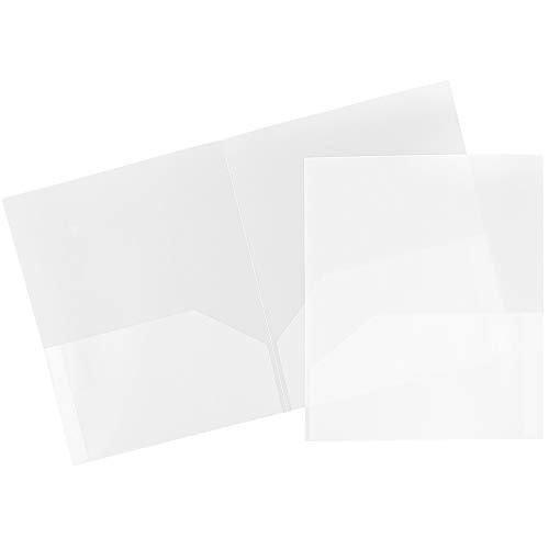 JAM PAPER Plastic 2 Pocket POP Folders - Durable School Folders - Clear - 6/Pack - color: Clear, size: 6 Per Pack