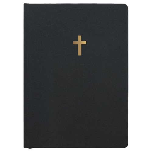 Sweet Water Decor Bible Study Journal with Ribbon Bookmark, Notebook for Church Sermon Notes, 112 Ruled Pages for Writing, Grey Fabric Hardcover with Gold Foil, Christian Gift for Women - style: Bible Study
