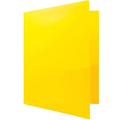 JAM PAPER Heavy Duty Plastic 3 Hole Punch Pocket Folders - Extra Tough School Folders - Yellow - 6/Pack - color: Yellow, size: 6 Per Pack