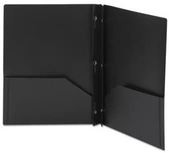 Aurora LLC School,Office Supplies.Durables Plastic Folders with Prongs and Two Pockets. (Black) - color: Black