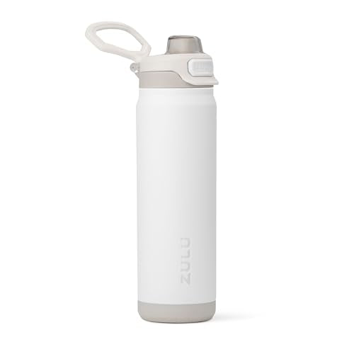 ZULU Powerfill Pro 24oz Stainless Steel Water Bottle with Quick Fill Lid, Triple Walled Vacuum Insulated Metal, Leak Proof Locking Lid, Sip and Chug, Reusable BPA Free, White - color: White, style: 24oz