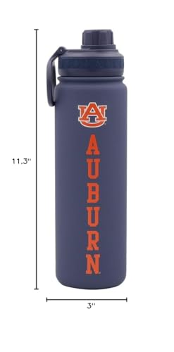 Auburn Water Bottle - Navy Blue Double Walled Stainless Steel 24 oz Keeps Drinks Cold or Hot - color: Auburn - Navy