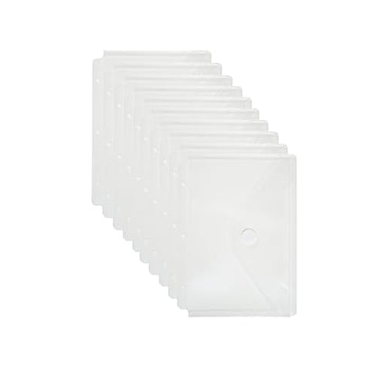 Plastic 3 Ring Binder Pockets Clear Pouches for 5.5’’ x 8.5’’ Paper Folder Organizer Hook Loop Closure 10 Pack - color: 10 Pack