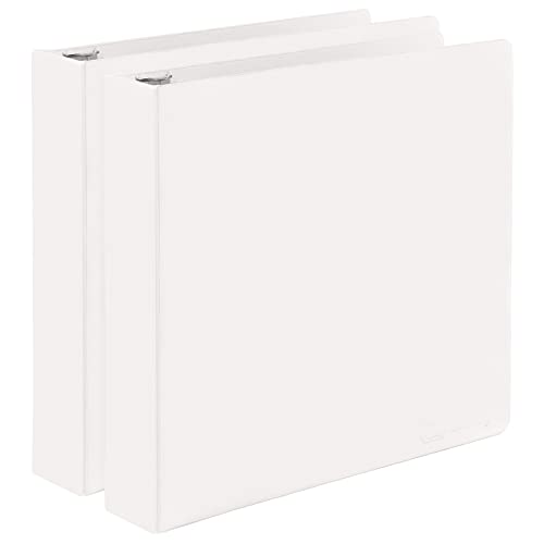 2 Inch 3 Ring Binder 2” White, Slant D-Ring 2 in Binder Clear View Cover with 2 Inside Pockets, Heavy Duty Colored School Supplies Office and Home Binders, 2 Pack – By Enday - color: White, size: 2