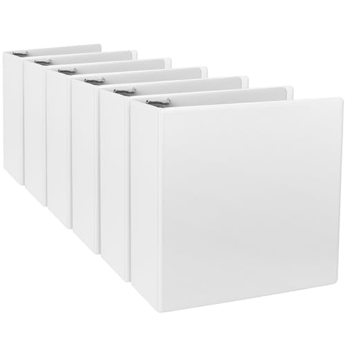 CIXILDTS 3-Inch 3 Ring Binder, Standard 3" Slant-D Ring Binder Fit Letter Size Paper, Presentation View Binders, White, 6-Pack - color: White, size: 3", style: 6-Pack