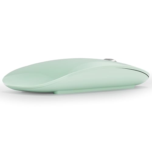 TENMOS M18 Bluetooth Mouse, USB C Rechargeable Wireless Mouse, Triple Mode (Dual Bluetooth+USB) Computer Silent Mice Portable with USB Receiver and Type C Adapter for Laptop/MacBook/iPad/PC - Green - color: green