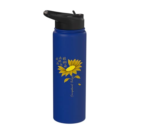 Occupational Therapy Sunflower OTA Occupational Therapist Stainless Steel Insulated Water Bottle - color: Royal Blue