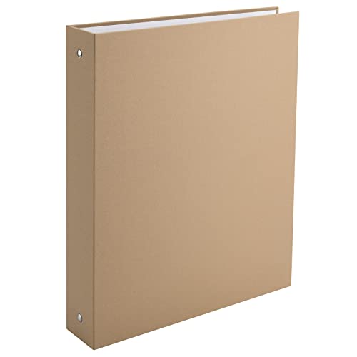 3 Ring Binder, A4 Fabric Cover Round Ring Durable Binder for 3-Hole Letter Size Paper, Decorative Organizer Holds 200 Sheets Letter Size 8.5'' x 11'' Paper, for Office Home - color: A4-linen-ginger