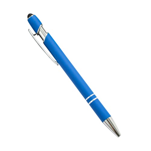 PASISIBICK 12 Pieces Blue Ballpoint Pen with Stylus Tip, 2 in 1 Stylus Stylish Pen, Blue Metal Stylus Pen for Touch Screens, Black Ink, 1.0 mm Medium Point(12 PCS Light Blue) - color: 12 Pcs Light Blue Stylus Pens