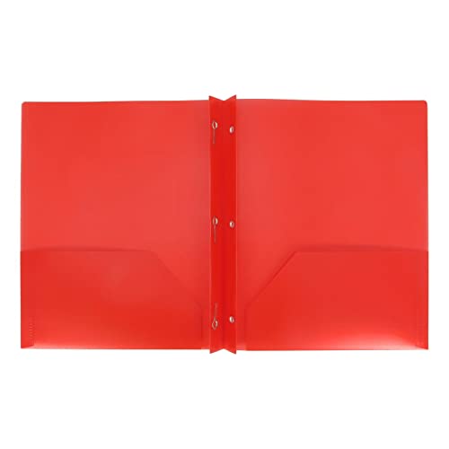 Aurora LLC.School,Office Supplies.Plastic Folders with Prongs and Two Pockets(Red) - color: Red